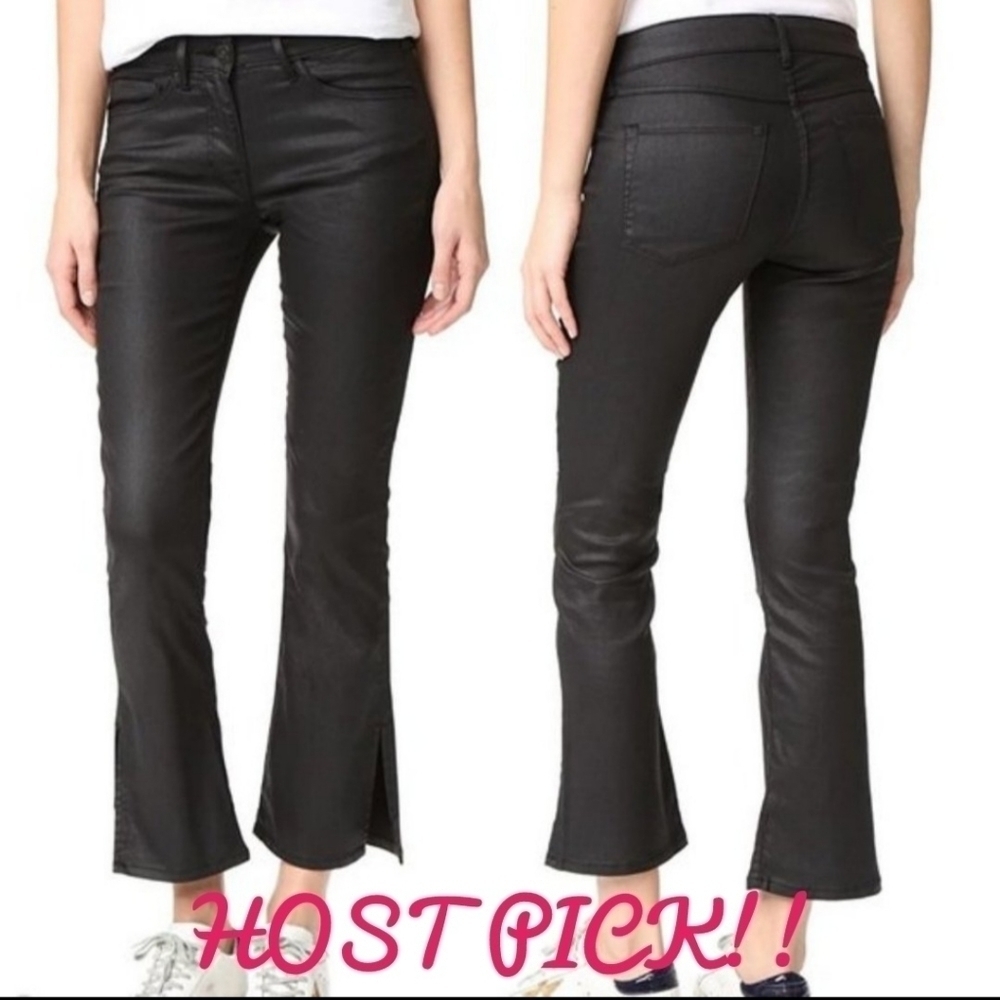 3x1 W2 Split Bell Crop Jeans Jet Coated Denim Jean